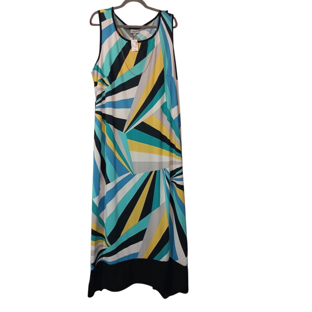 NEW AVENUE Long Maxi Dress Plus 26/28 3X Stretchy Vacation‎ Career Travel Flowy